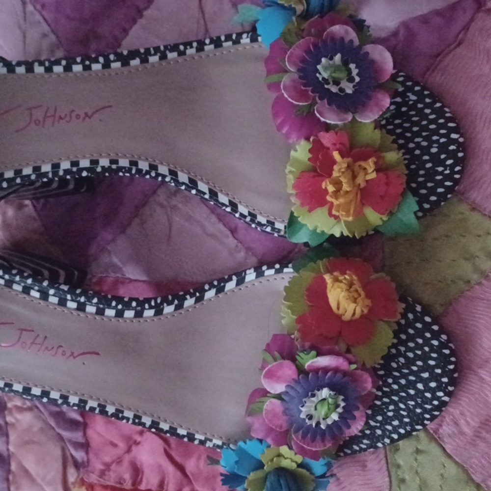 Betsey Johnson Black Heels with Multicolor Floral Appliqués - Picture 2 of 4